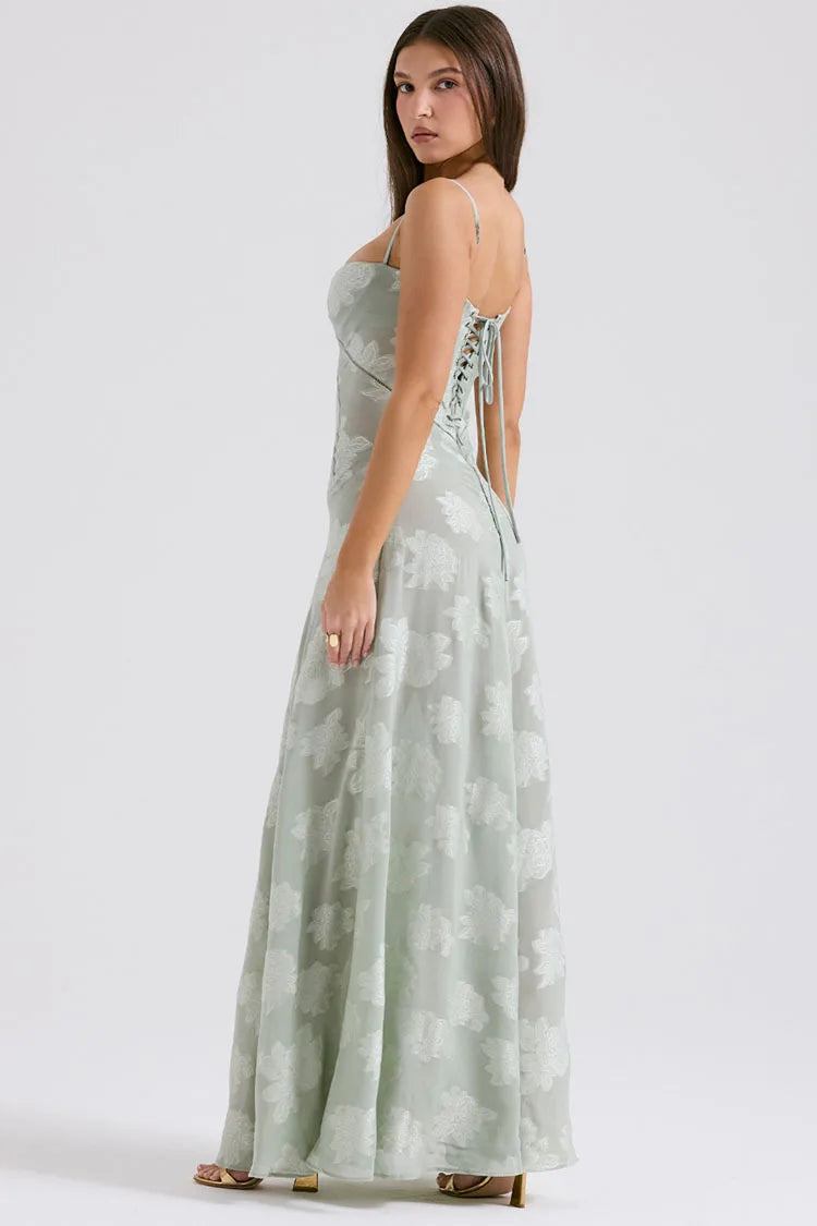 Abito lungo floreale in pizzo da donna - Abbigliamento Abiti ATREND