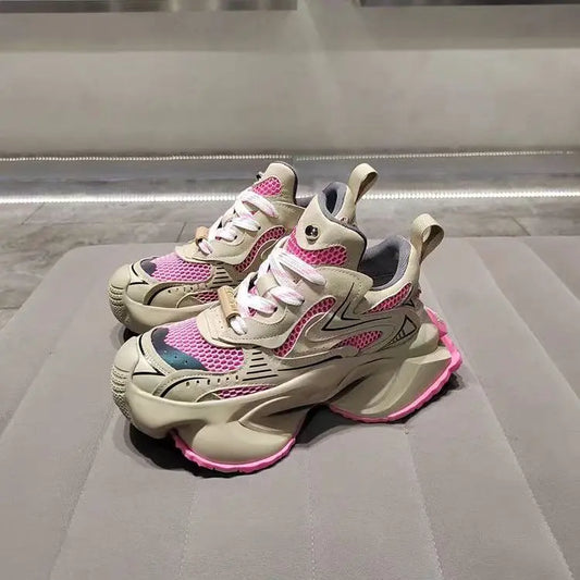 Zapatillas altas informales con cordones y diseño de patchwork para mujer
