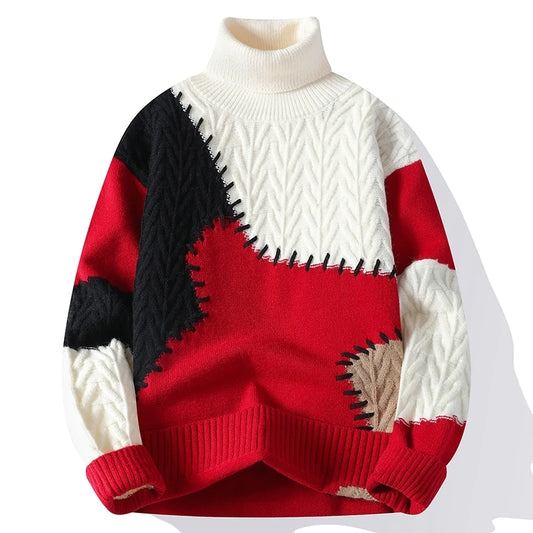 Pullover casual geometrico bicolor da uomo - Pullover uomo ATREND