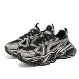 Sneakers chunky casual bicolor in pelle mesh traspirante da uomo