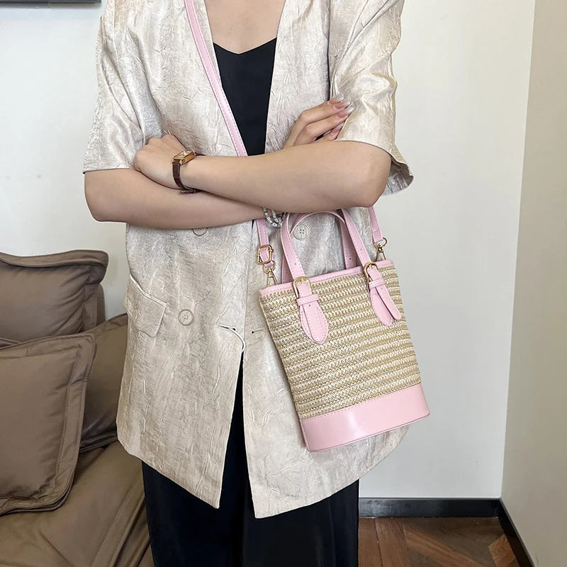 Borsa a mano casual con bordo a contrasto in pelle PU e cinturino regolabile da donna - Borsa a mano ATREND