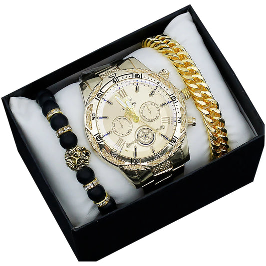 Gift idea set with men's watch and bracelets