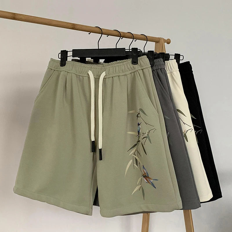Pantaloncini casual con stampa grafica e fascia elastica da uomo - Pantaloncini uomo ATREND