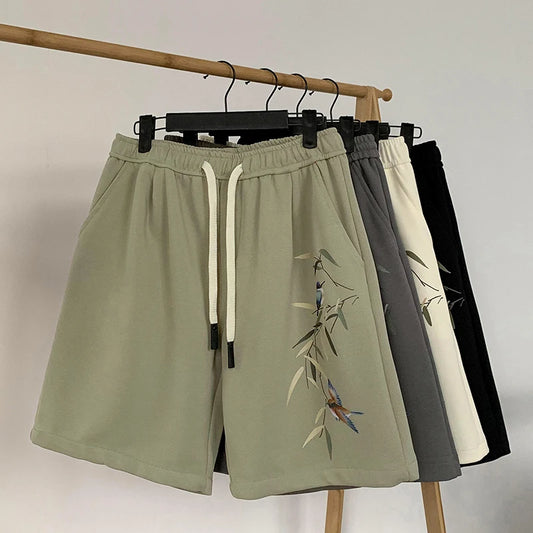 Pantaloncini casual con stampa grafica e fascia elastica da uomo - Pantaloncini uomo ATREND