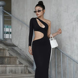 Abito lungo mono spalla asimmetrico scavato da donna - Abbigliamento Abiti ATREND