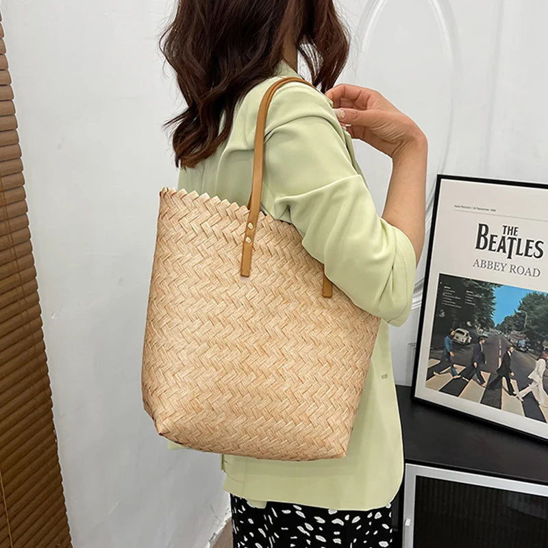 Borsa a spalla casual in paglia da donna - Borsa a spalla ATREND