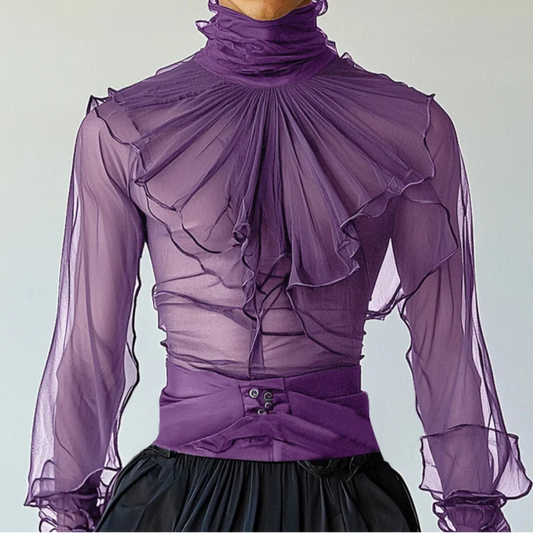 T-shirt trasparente plissettata da uomo - T-shirt uomo ATREND