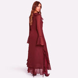 Abito lungo patchwork plissettato da donna - Abbigliamento Abiti ATREND