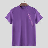 T-shirt casual con cerniera laterale a mezze maniche da uomo - T-shirt uomo ATREND