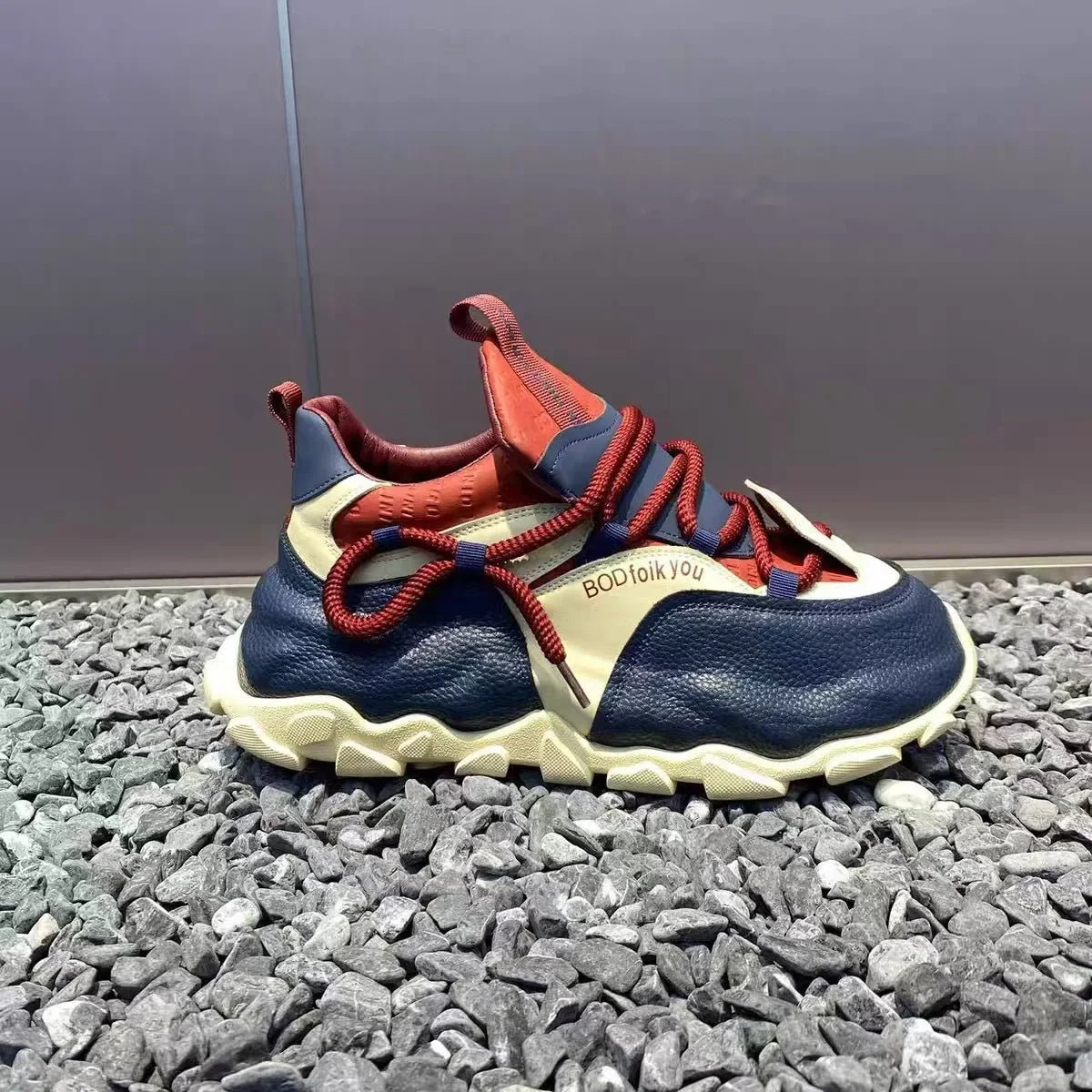 Sneakers chunky casual con suola morbida in pelle PU da uomo