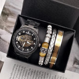 Set idea regalo con orologio e 3 braccialetti da uomo