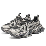 Sneakers chunky casual bicolor in pelle mesh traspirante da uomo
