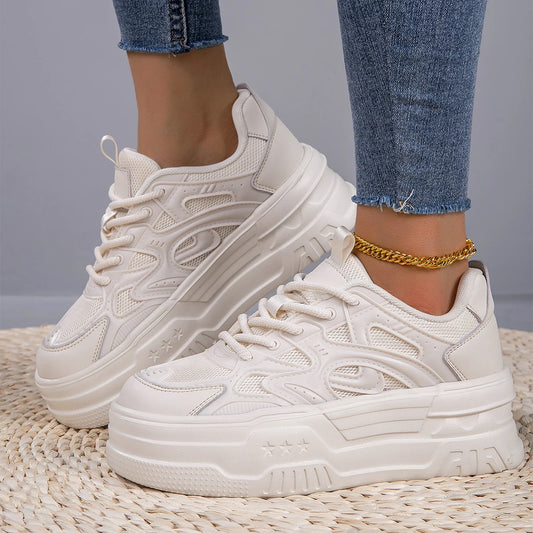Sneakers casual con plateau traspiranti antiscivolo da donna
