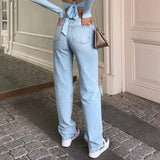 Jenas casual strappati con gamba larga da donna - Jeans donna ATREND
