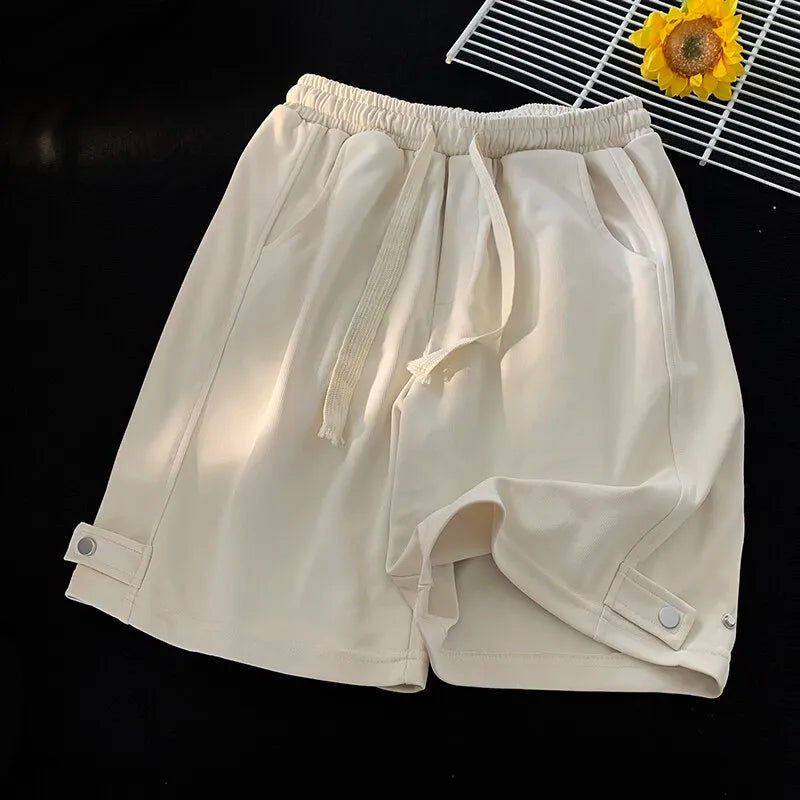Pantaloncini casual con fascia elastica e lacci da uomo - Pantaloncini uomo ATREND
