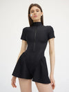 Jumpsuit casual corta con cerniera frontale da donna