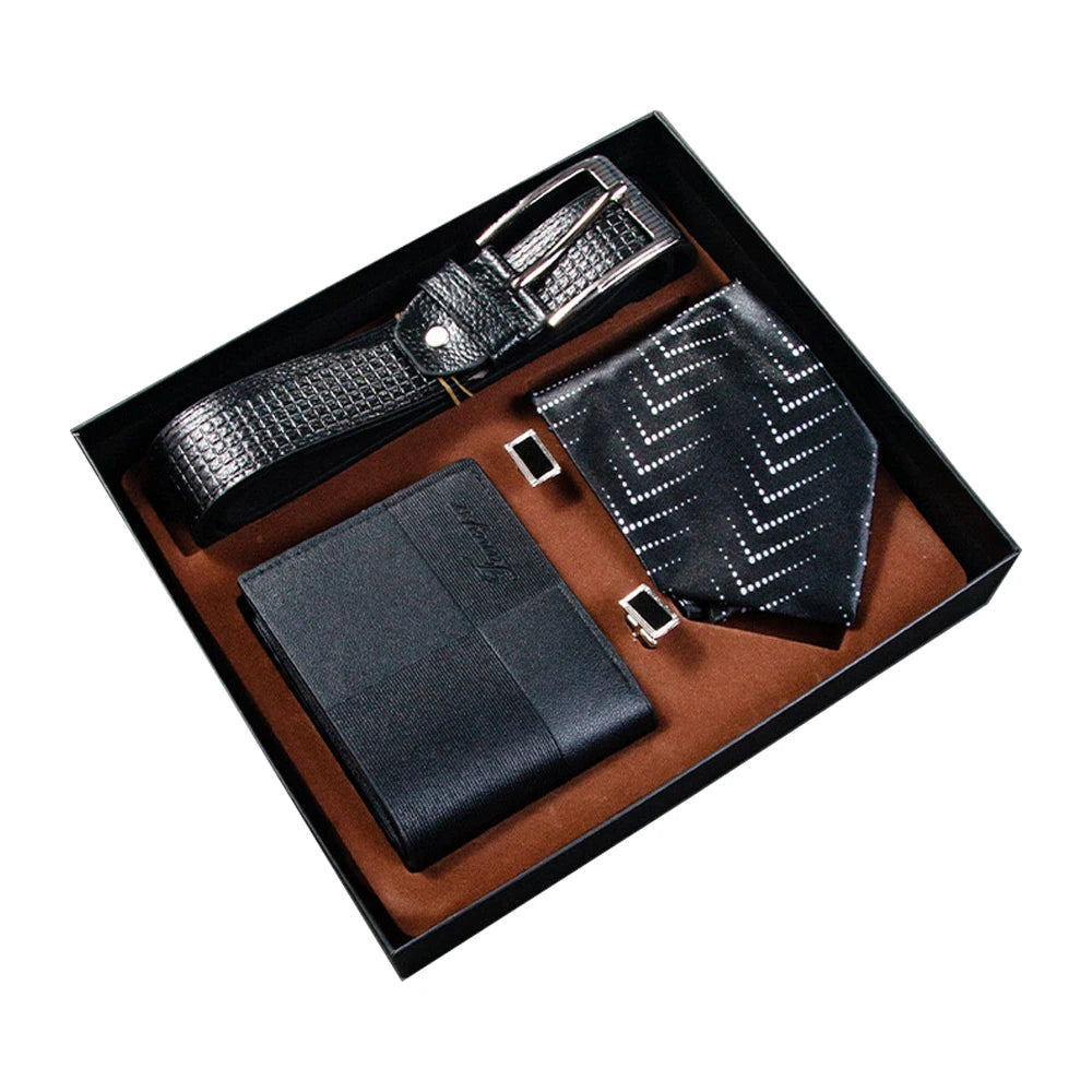 Set idea regalo con cintura portafoglio gravatta e gemelli da uomo - Idea regalo uomo ATREND
