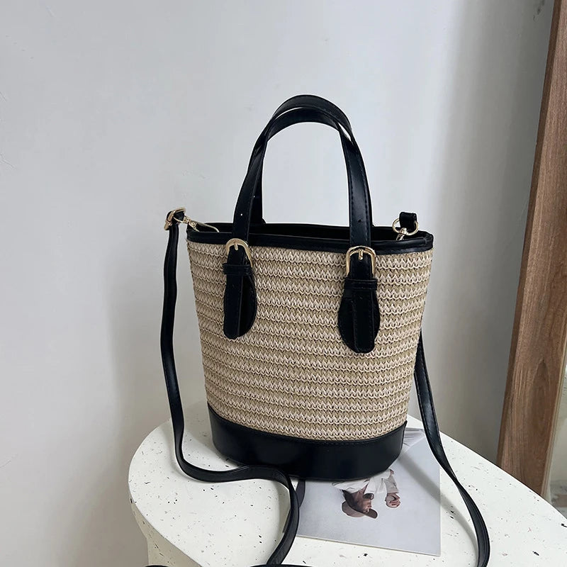 Borsa a mano casual con bordo a contrasto in pelle PU e cinturino regolabile da donna - Borsa a mano ATREND