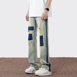 Jeans casual patchwork streetwear da uomo - Jeans uomo ATREND