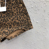 Pantaloncini di jeans a vita alta con stampa leopardata a gamba larga da donna - Pantaloncini di jeans donna ATREND