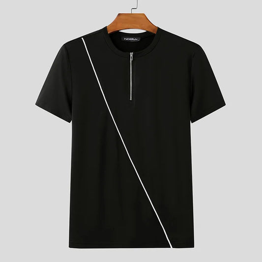 T-shirt casual con cerniera da uomo - Pantaloni uomo ATREND