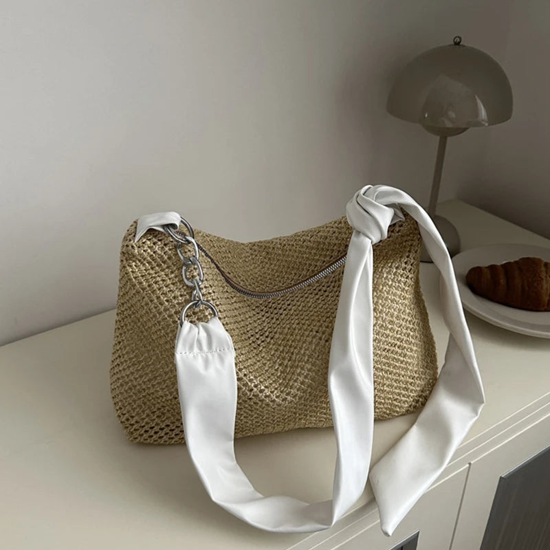 Borsa a tracolla casual con cinturino regolabile in pelle PU e catena da donna - Borsa a tracolla ATREND
