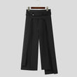 Pantaloni casual irregolari a fascia alta con bottoni da uomo - Pantaloni uomo ATREND