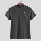 T-shirt casual con cerniera laterale a mezze maniche da uomo - T-shirt uomo ATREND