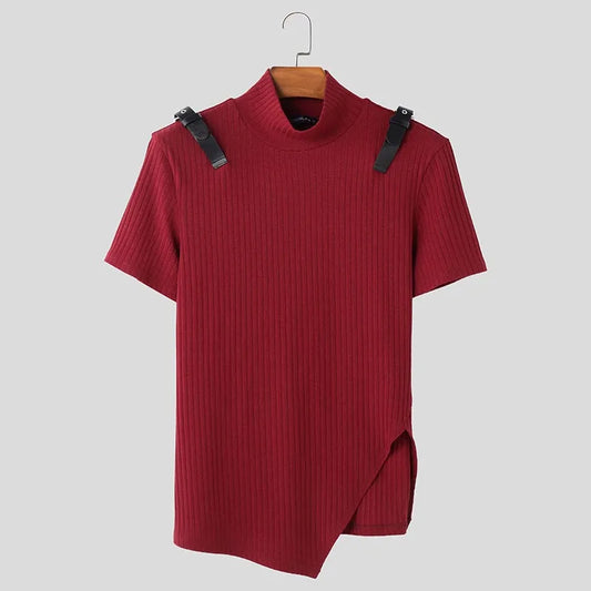 T-shirt casual geometrica con fibbie da uomo - T-shirt uomo ATREND