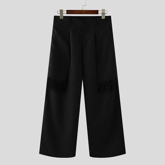 Pantaloni larghi con frange laterali da uomo - Pantaloni uomo ATREND