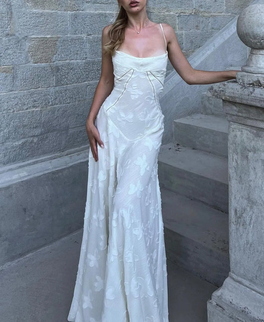 Abito lungo floreale in pizzo da donna - Abbigliamento Abiti ATREND