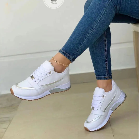 Sneakers casual antiscivolo con bordo a contrasto e lacci da donna - Sneakers donna ATREND