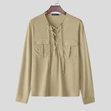 Camicia casual con lacci da uomo - Camicia uomo ATREND