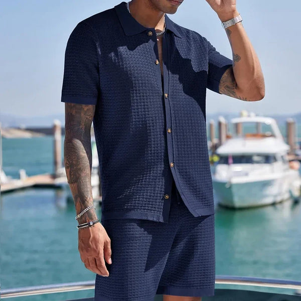 Set coordinato scozzese camicia maniche corte e pantaloncini da uomo