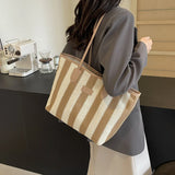 Borsa a spalla a righe in cotone da donna - Borsa a spalla ATREND