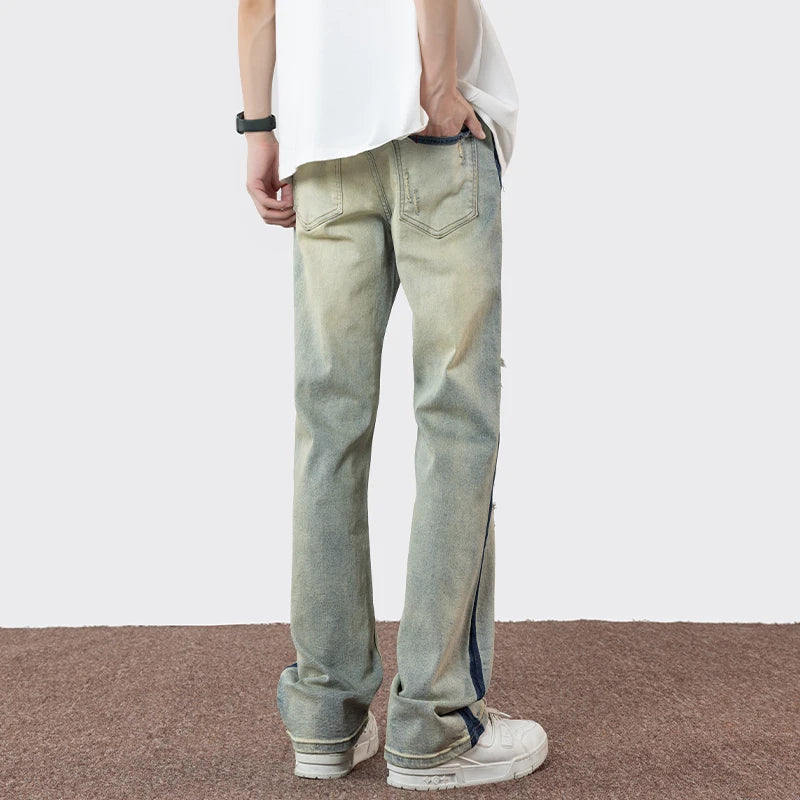 Jeans casual patchwork streetwear da uomo - Jeans uomo ATREND