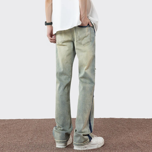 Jeans casual patchwork streetwear da uomo - Jeans uomo ATREND