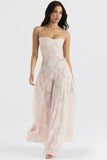 Abito lungo floreale in pizzo da donna - Abbigliamento Abiti ATREND