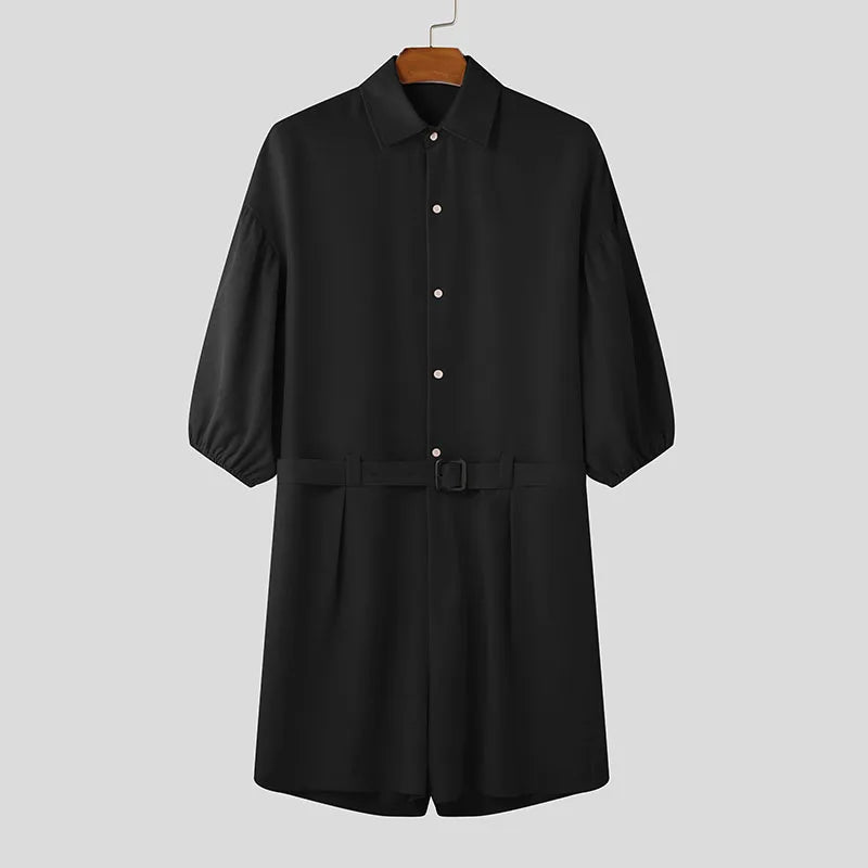Jumpsuit casual a pantaloncini con cintura in vita da uomo - jumpsuit uomo ATREND