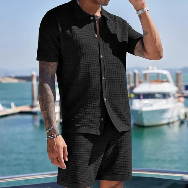 Set coordinato scozzese camicia maniche corte e pantaloncini da uomo