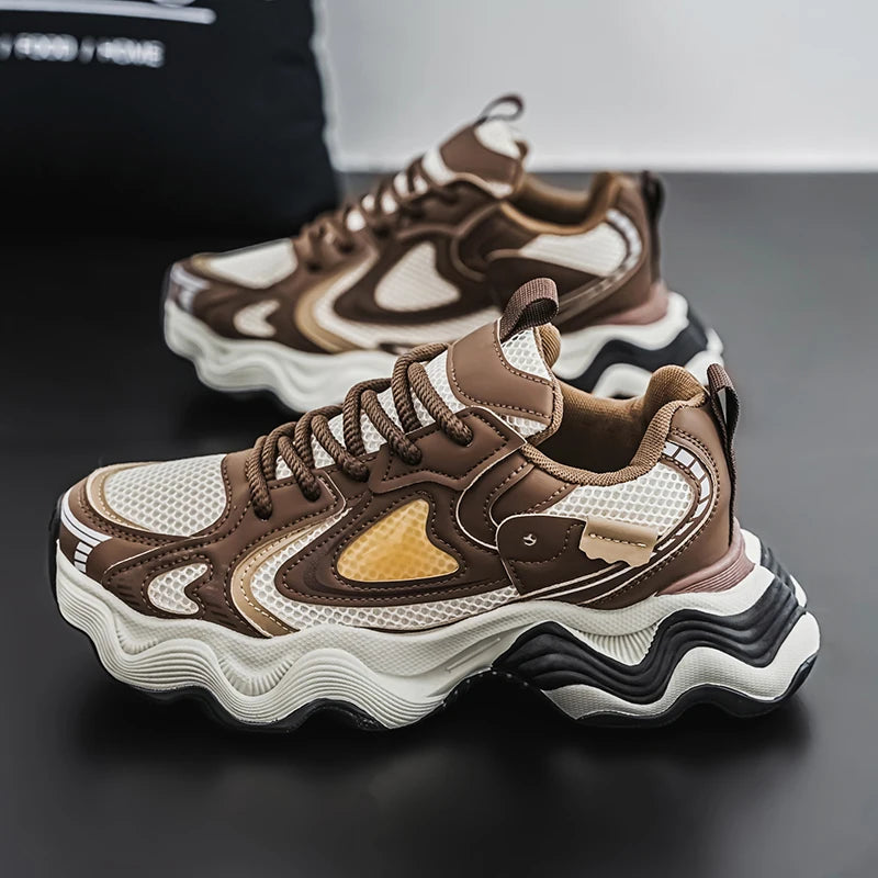 Sneakers casual in pelle mesh traspirante da uomo