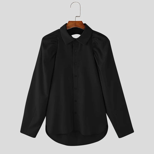 Camicia casual con maniche a sbuffo da uomo - Camicia uomo ATREND