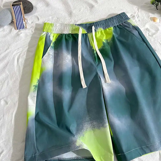 Pantaloncini casual con stampa grafica fascia elastica e lacci da uomo - Pantaloncini uomo ATREND