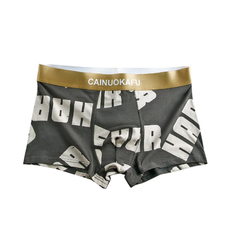 Boxer casual 4 pezzi con fascia elastica e stampa a lettere da uomo