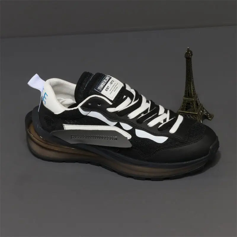 Sneakers casual con suola morbida in pelle microfibra da uomo
