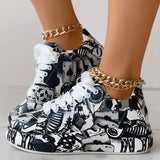Women's Casual Lace-Up Graphic Print Sneakers