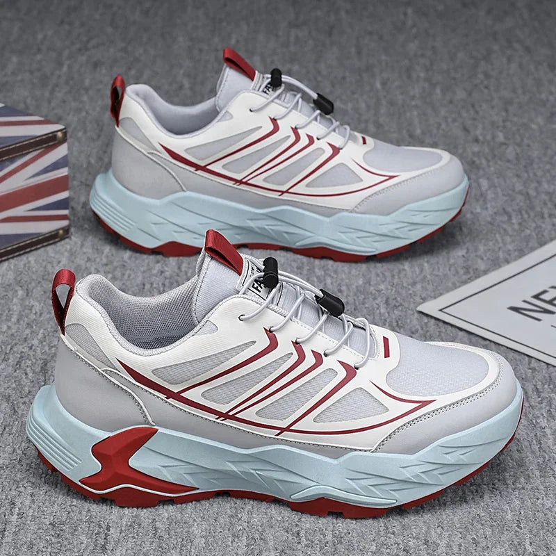 Sneakers chunky casual in pelle in microfibra da uomo