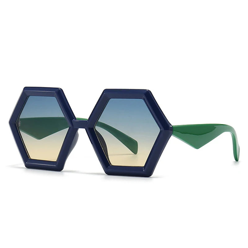 Occhiali da sole geometrici bicolor con lenti chiare unisex - Occhiali da sole unisex ATREND