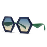 Occhiali da sole geometrici bicolor con lenti chiare unisex - Occhiali da sole unisex ATREND