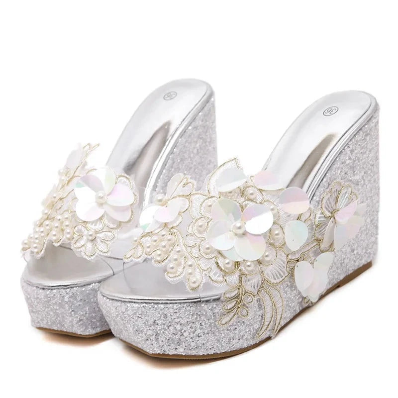 Zeppe alte con fiori da donna - zeppe ATREND